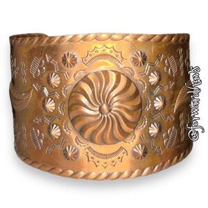 Hand Crafted Copper Native Style Etched Cuff Bracelet